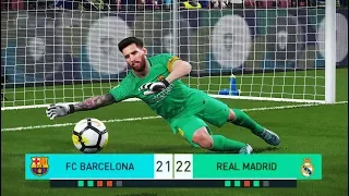 PES 2018 | goalkeeper L.MESSI vs goalkeeper C.RONALDO | Penalty Shootout | Barcelona vs Real Madrid