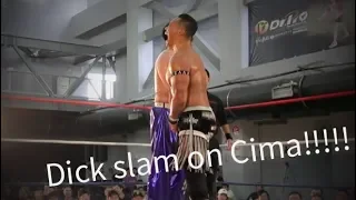 『Taiwan wrestler -“ SKY ”funny part』SKY signature “Dick slam ” on Japan wrestle legend -Cima!!!