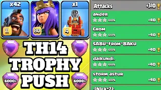 6000+ Trophy Push Attack With 42 Hog Attack Strategy!! Th14 Trophy Push Attack Strategy 2022 | COC