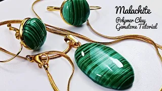 Easy MALACHITE GEMSTONE tutorial for Beginners | Polymer Clay | LoviCraft