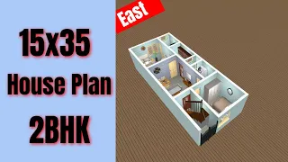 15x35 House Design 2bHK || 15 by 35 Ghar Ka Naksha || 2 Bedroom House Plan || Small House Design