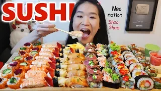 SUSHI FEAST!! Nigiri, Sushi Rolls, Seafood Crab Maki | Japanese Food Mukbang w/ Asmr Eating Sounds