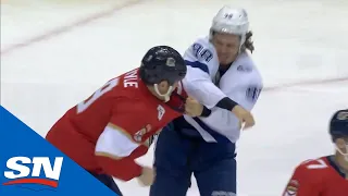 Brian Boyle And Mikhail Sergachev Throw Fists During Panthers and Lightning Exhibition Game