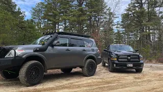 Lifted Nissan Armada off-roading in the pine barrens