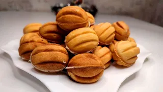 Childhood cookies. Nut recipe with tender nut cream. Simple and delicious