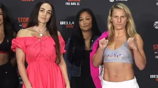 Diana Avsaragova vs. Justine Kish - Weigh-in Face-Off - (Bellator 298: Storley vs. Ward) - /r/WMMA