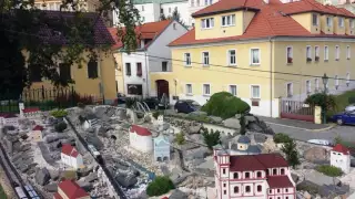 An outdoor model train in Litomerice, Czech Republic