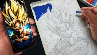 How to draw Goku with Oil Pastels | Goku Drawing Step by Step