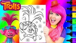 Coloring Trolls Poppy Rainbow Coloring Page Prismacolor Paint Markers | KiMMi THE CLOWN