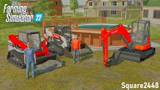 Building Gravel Pad For Pool! (2 Person Crew) | FS22 Landscaping