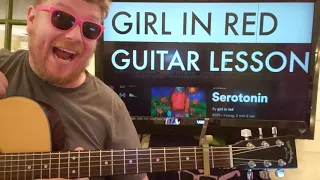 How To Play Serotonin Guitar girl in red // easy guitar tutorial beginner lesson easy chords