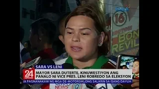Mayor Sara Duterte, kinuwestiyon ang panalo ni Vice Pres. Leni Robredo