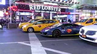 NYC car spotting - Lamborghinis, Ferraris, other sports/exotic cars - Times Square. Manhattan