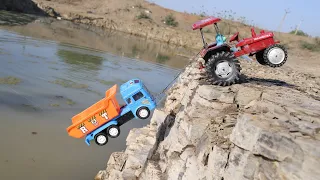Tata Truck Accident Big Pond River Pulling Out Mahindra Tractor | Eicher Tractor | CS Toy