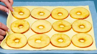 Dessert in 5 minutes! Just puff pastry and 2 apples