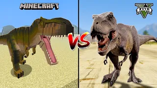 MINECRAFT DINOSAUR JurassiCraft VS GTA 5 DINOSAUR T-Rex - WHICH IS BEST?