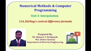 L16 Stirling’s central difference formula