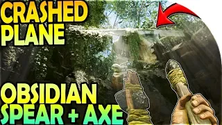 CRASHED PLANE - OBSIDIAN SPEAR + OBSIDIAN AXE (*BEST* IN-GAME) ( Green Hell Gameplay Part 8 )