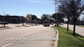 Arlington, TX fire department Quint 6 and Rescue 6 responding (Q2B and EQ2B!!)