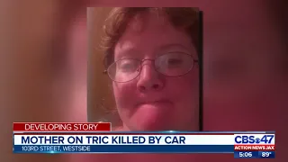 Mother on adult tricycle killed by car