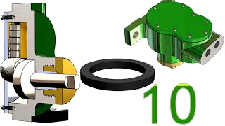 10- Project 21| Piston Pump |SolidWorks Tutorial : sealing