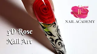 3D Rose Nail Tutorial (powergel/acrygel) Step by step on how to make Trendy Frozen 3D art Róża роза