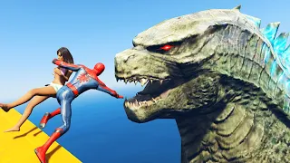 GTA 5 ​Water Ragdolls | SPIDERMAN Found Godzilla Monster Jumps/Fails Compilation #48 (Funny Moments)