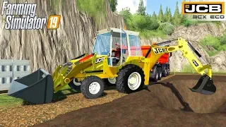 Farming Simulator 19 - JCB 3CX ECO OLD Backhoe Loader Digging Dirt And Loading Into A Dump Truck