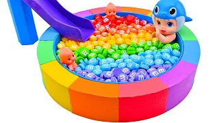 Satisfying Video | How To Make Rainbow Swimming Pool & Slide with Kinetic Sand Candy Cutting ASMR