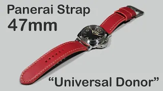 Panerai 47mm Strap "Universal Donor" Gloss Red Strap Handcrafted with Sewn Buckle on Panerai PAM372