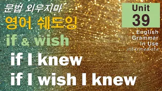 문법 외우지마! Unit 39 If I knew.. I wish I knew...쉐도잉으로 익히자.