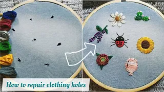 How to repair holes in clothes with embroidery | Amazing clothing hole repair tricks - Let's explore