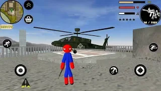 Spider Stickman Rope Hero Gangstar Crime + Helicopter (Android Gameplay)