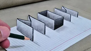 3d drawing mom on checkered paper - How to draw 3d