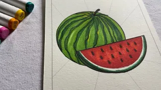 Colouring watermelon #asmrsounds #colouring #marker #satisfying #satisfyingcolouring