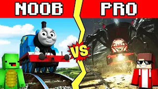 THOMAS THE TANK ENGINE VS CHOO CHOO CHARLES Build Battle In Minecraft - NOOB VS PRO - Maizen Parody