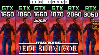 Star Wars Jedi Survivor / GTX 1650 vs GTX 1060 vs GTX 1660 Super vs GTX 1070 vs RTX 2060 vs RTX 3050