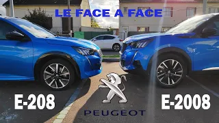 Peugeot E-208 vs E-2008 2020 - La comparaison en bleu