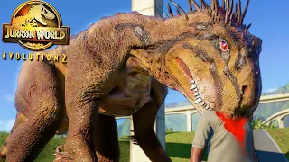 SCORPIUS REX vs LUDZIE! NAJNIEBEZPIECZNIEJSZA HYBRYDA DINOZAURÓW - Jurassic World Evolution 2