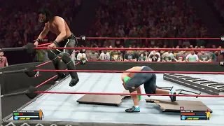 Seth Rollins CURB STOMPS John Cena OFF THE TURNBUCKLE - WWE 2K23