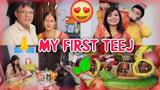 My Fiance's PRICELESS REACTION on my Teej Look 🙈😍 | My FIRST Teej Vlog 🌿🙏