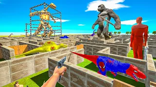 FPS AVATAR SAVE SKELETON GODZILLA FROM KING KONG MAZE TRAP - Animal Revolt Battle Simulator