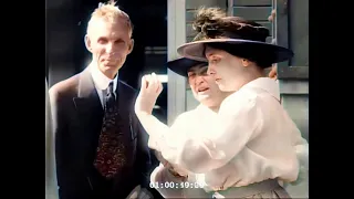 Helen Keller visits Henry Ford, 1914 restored in Color [AI Colorized, Denoised, Upscaled, 60fps]