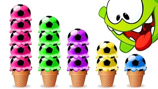 Learn Colors With Yummy Soccer Ice Cream Scoops | Learn With Om Nom | HooplaKidz Toons