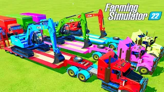 TRANSPORTING FIRE ENGINE, CAMPER TRUCKS, CARS & BUS WITH HEAVY TRUCKS!AMBULANCE Farming Simulator 22