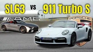 Mercedes AMG SL63 vs Porsche 911 Turbo S Cabriolet