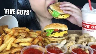 ASMR FIVE GUYS BURGER & FRIES  (BIG BITES Eating Sounds) | Fast Food 먹방 *No Talking* | ASMR Phan