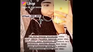 Qiz bola dunyoga kelishidan oldin Alloh ikkita farishta tayyorlab qoyar ekan 😊