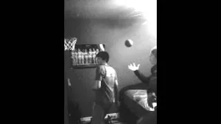 mini basketball goal trick shot: bicycle kick and dunk