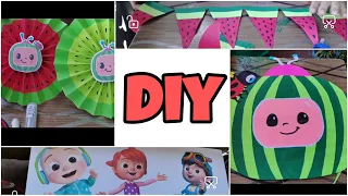 DIY Paper Fan, Banner, Backdrop, Characters Standee       /Cocomelon Theme Birthday Decorations